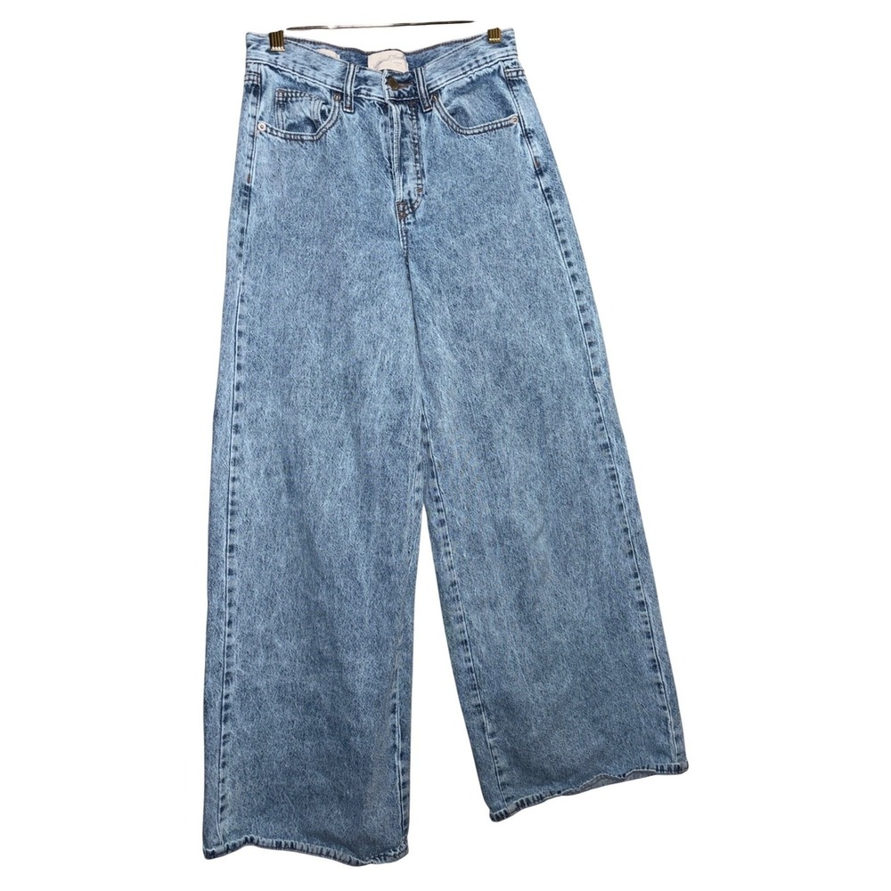 Universal‎ Thread Womens 00 High Rise Wide Leg Jeans Light Wash Blue Denim Baggy